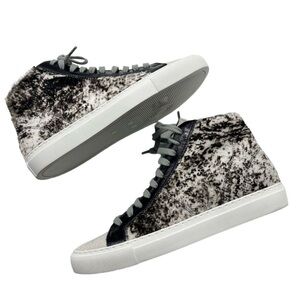 NWOT P448 Cow Softy Calf Hair Star Metallic High Top Sneakers EURO 36 / US 5.5-6